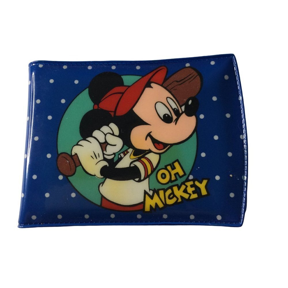 Vintage Walt Disney Mickey Mouse Baseball Oh Mickey Vinyl Wallet Blue White